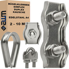 Edelstahl Seil Drahtseilklemmen Bügelklemme Simplex Kausche Klemmen VA4 1-10 mm