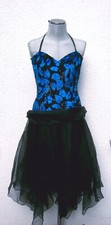 Kleid Ballkleid Party Sommerkleid Gothik Tüllrock Samt Corsage schwarz blau 36 S