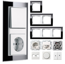 Gira Event Klar schwarz / System55 reinweiß gl. Steckdose Schalter Wippe-Auswahl
