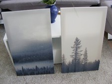 4 Nebelbilder grau-blau auf Leinwand