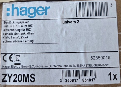 Hager zy20ms bestückungspaket - hager,