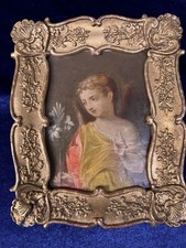 Gemälde Ölgemälde auf Kupfer „ Erzengel Gabriel „ die Verkündung 18 Jahrhundert