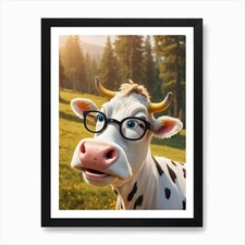 Cartoon Kuh mit Brille 1