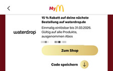 waterdrop.de Gutschein Voucher Rabatt-Code 15% auf Bestellung, bis 31.03.2026