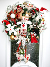 Handmade*Weihnachten XXLTür-Wandkranz Tilda Elch Sterne Schneemann Herzen