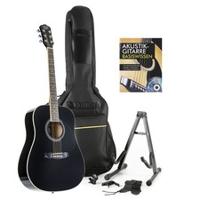 J&D D-80 BK 4 Acoustic Guitar Beginner Set Dreadnought Fichte Decke Mahagoni