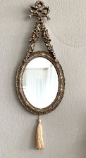 Romantischer Hänge Spiegel Barock  Brocante, Silber Gold Oval, 37 cm