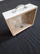 Spardose Reisen Holz weiß zum Stellen Reisekasse