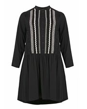 MAT FASHION Kleid 48 50 (M) grau Folklore Look mit Stickerei knielang