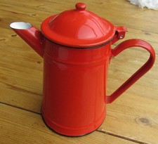 Emaille Kaffeekanne, Französiche Kaffeekanne Höhe 21, ca. 1950er Jahre