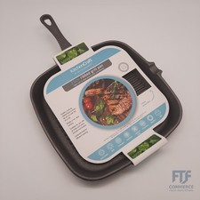 KitchenCraft Bratpfanne, Gusseisen, Viereckig, geriffelter Boden, Indu... KCCISQ