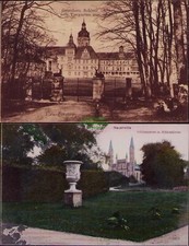 165970 2 AK Neustrelitz Grossherz. Schloss 1909 Schlossgarten Schlosskirche 1908
