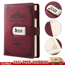 Tagebuch mit Zahlenschloss PU Leder Journal 200 Seiten Notizbuch Reisetagebuch