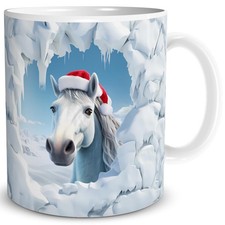 Kaffee Tasse Weihnachten Pferd bricht durch Becher Geschenk Motiv Blau