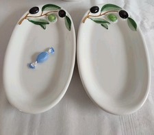 Servier Teller Olivendekor Tiriduzzi Deruta Italy, 2 Stück