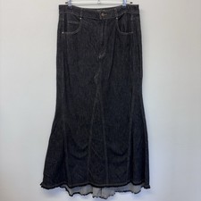 Pilcro Anthropologie Denim Maxirock Größe 16 dunkelgrau roher Saum Western