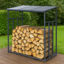 Kaminholzregal aus Stahl mit Dach für mehr als 2 Raummeter Holz 1,85 Meter hoch