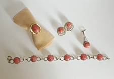 schönes altes Schmuckset Silber +Gold Ring Edelsteine Rhodochrosit, TOP Vintage!