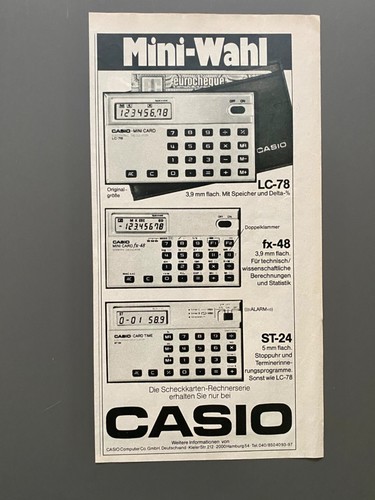 1978 casio mini card - 1978, mini-card