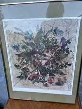 Aquarell Blumen Floral Mixed Colors Tusche Bleistift Signiert