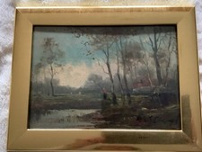 Hochwertiges Altes Ölgemälde Auf Holz Siegniert Unikat mit Rahmen Um 1900