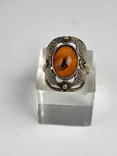 Antik Silber 835 Ring Mit Bernstein Fishland
