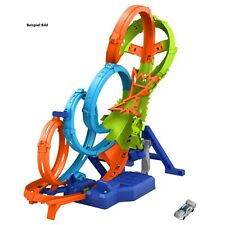 Hot Wheels Trackset HXT06 – 4 Loopings, 3-Spur-Crash-Zone & Beschleuniger