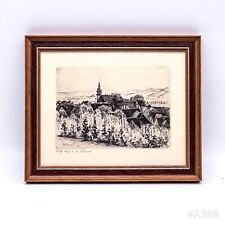 Original Radierung von Alexander Eckener mit Bilderrahmen aus Holz, gerahmt