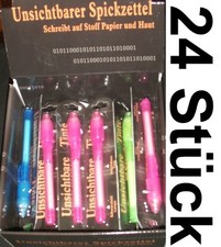24x SPICKZETTEL GEHEIMSCHRIFT KUGELSCHREIBER WURFMATERIAL KARNEVAL UV-LICHT