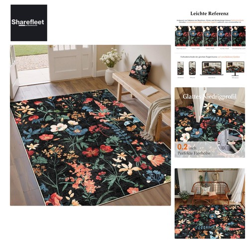 Schwarz waschbarer teppich - schwarz,