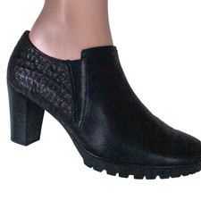 Gabor Ankle-Pumps Gr. 38,5 Schwarz Leder Mantelschuh Aligator-/Echsen-Prägung