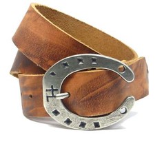 Ledergürtel breit braun - 4,