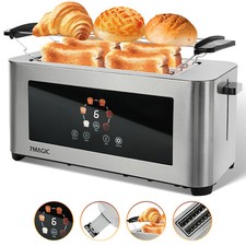 Toaster 1400W Edelstahl 4 Scheiben Brötchenaufsatz Toastautomat Krümelschublade