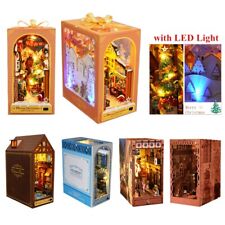 DIY Book Nook Kit 3d Holz Puzzle Bücherregal Dekor Miniatur Haus mit LED Light