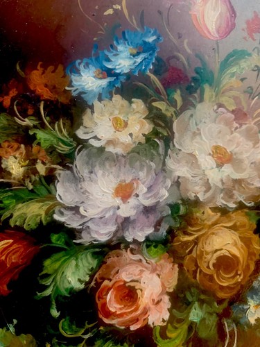 Ovales gemälde blumen - gemälde,