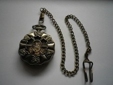 Mechanische Skelett Taschenuhr zum Aufziehen + Kette,  Sprungdeckel, Sammlung!