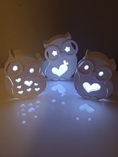    Eulen Set  mit Licht Deko