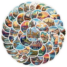 50 Reise Sticker Städte