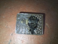 Schalspange Schalbrosche Schalklammer Metall Onyx Halbedelstein Modeschmuck