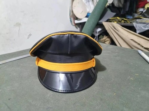 Echt schwarz leder - biker, cap