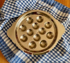 Vintage Edelstahl Schneckenpfanne für 12 Schnecken o.ä.