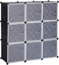 EUGAD DIY Regalsystem 9 Würfel aus Kunststoff mit Türen Schuhregal, Aufbewahrung
