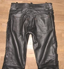 - BANGLA - Herren- Schnür- LEDERJEANS / Biker- Lederhose schwarz ca. W31-32 /L35