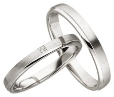 2x JC Trauringe Eheringe 585 Gold Weißgold 14 Karat inkl.Gravur&Etui JC015