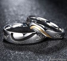 2 PARTNER RINGE HERZ KETTE Partnerringe Eheringe Verlobung Geschenk Geburtstag !