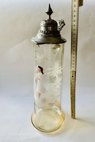 Alter glas bierkrug cm - 38,
