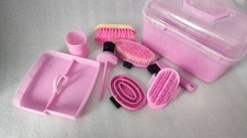 Kinder Putzbox für Pferde, Pferdepflege-Set, Bürsten, Koffer