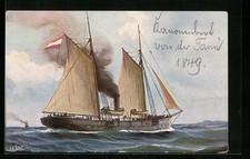 Künstler-AK Christopher Rave: Kanonenboot von der Tann, 1849 