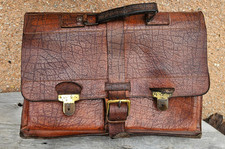 Schultasche Aktentasche alt vintage shabby echt Leder 1950