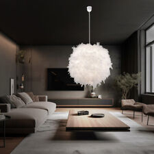 Hängeleuchte Wohnzimmerlampe Pendelleuchte LED Federn weiß Kugellampe Textil